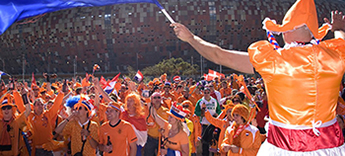 people in orange partying