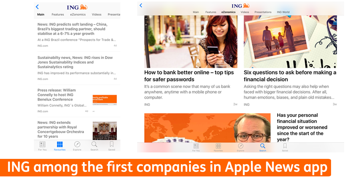 ING among the first companies in Apple News app