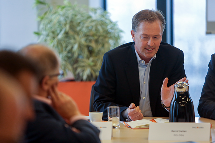 Global head of Retail Investment Product Solutions Martin Krebs addresses the media at the launch of an ING and Scalable Capital partnership