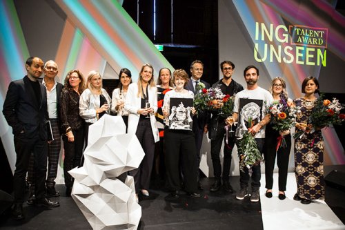 © 2017 Maarten Nauw<br>All five ING Useen Talent Award 2017 finalists on stage with members from the jury, Unseen and ING